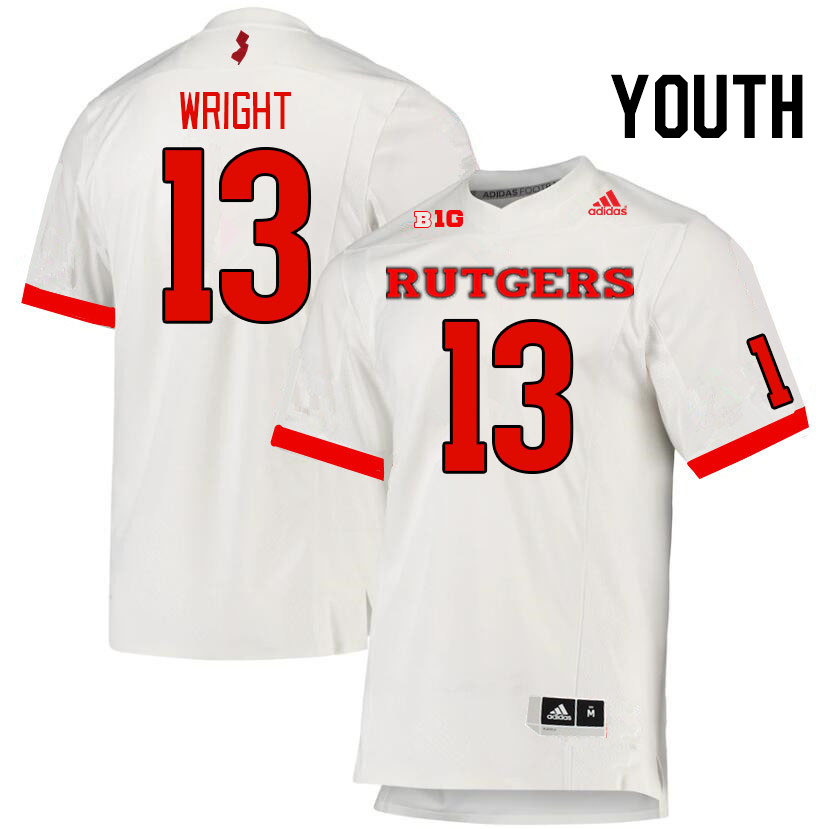 Youth #13 Abram Wright Rutgers Scarlet Knights College Football Jerseys Stitched Sale-White